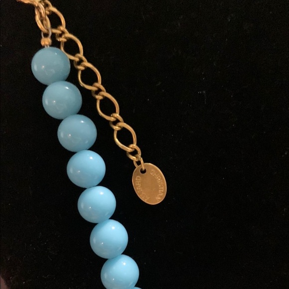 Blue and Gold Necklace with Turquoise Beads and Decorative Elements - Picture 4 of 11